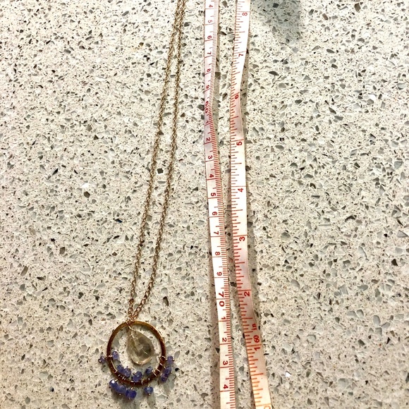 Natural Golden Rutilated Quartz Tanzanite Necklace - Picture 8 of 8